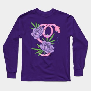 Pink snake with roses Long Sleeve T-Shirt